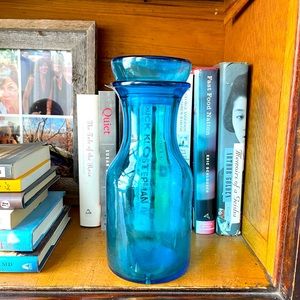 Vintage Belgian Blue Glass Canister With Lid